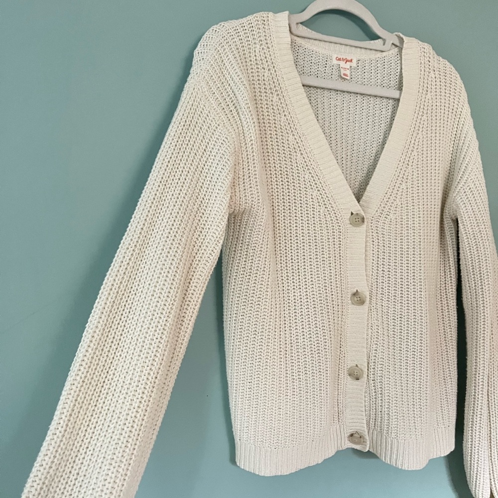 Button up sweater white cardigan
